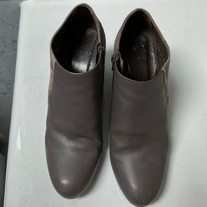 Wedge Suede and Leather Bootie